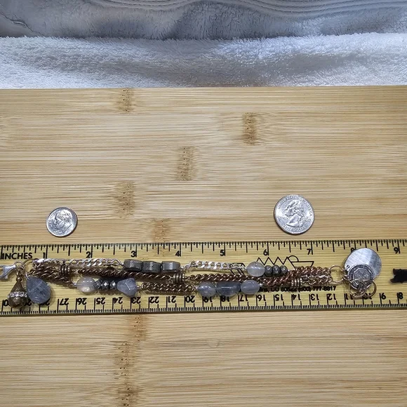 Silpada 925 Silver and Brass Gemstone and Glass Bead Bracelet - Picture 12 of 15